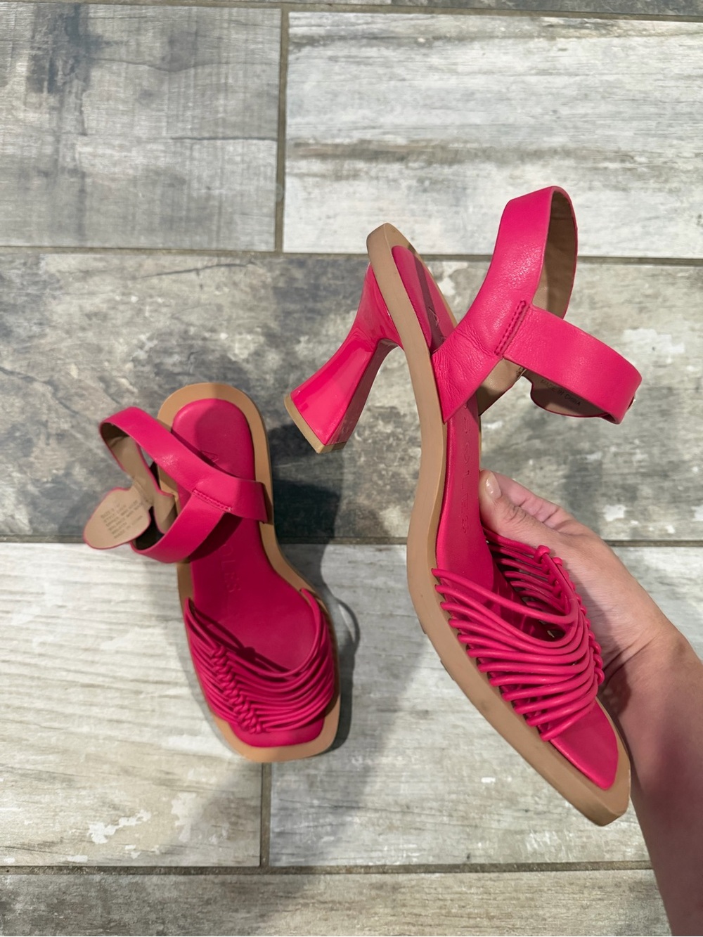 AEROSOLES Hot Pink Strappy Block Heel Sandal - Picture 6 of 6